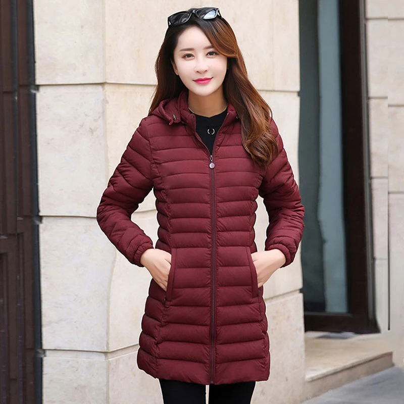 Winter Down Cotton Jacket Women Clothing 2024 New Korean Fashion Warm Thicken Slim Hooded Parkas Casual Tops Solid Color Coat