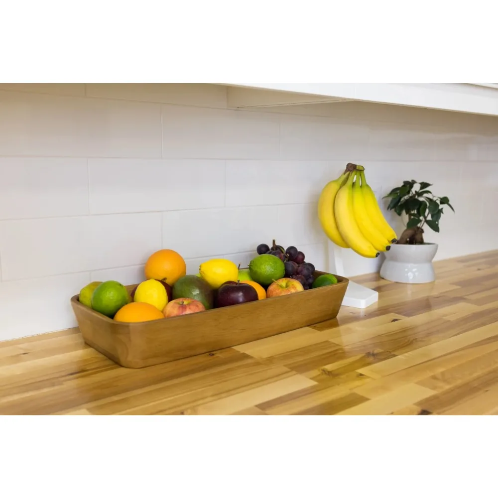 وعاء تقديم بيضاوي من خشب السنط، لون بني طبيعي