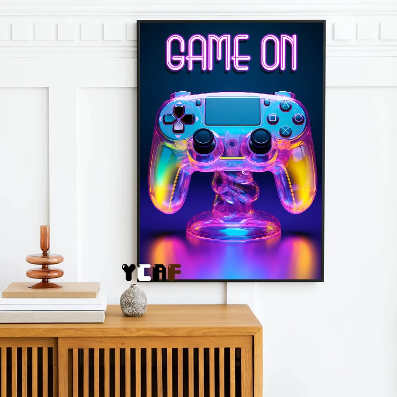 Gaming Neon Playboy Poster Canvas Printing Neon Gaming Gaming Dogs Cats Home Room Wall Decor Gaming Room Wall Aesthetic Decor