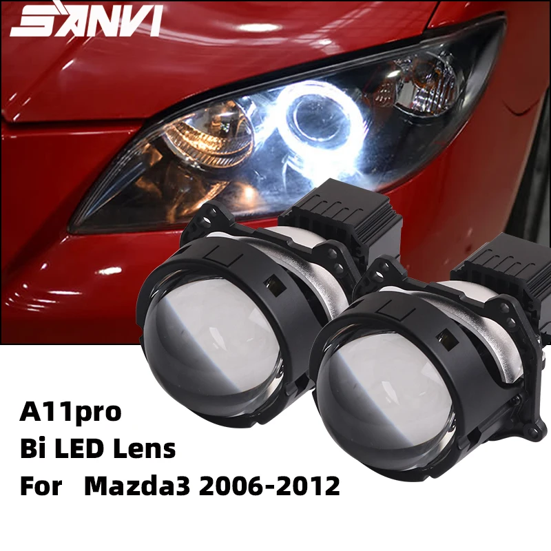 SANVI 3.0''A11Pro Bi LED Projector Lens Auto Driving Light For Mazda3 2006-2012 Upgrade Hella Projector Lens Light Accessories