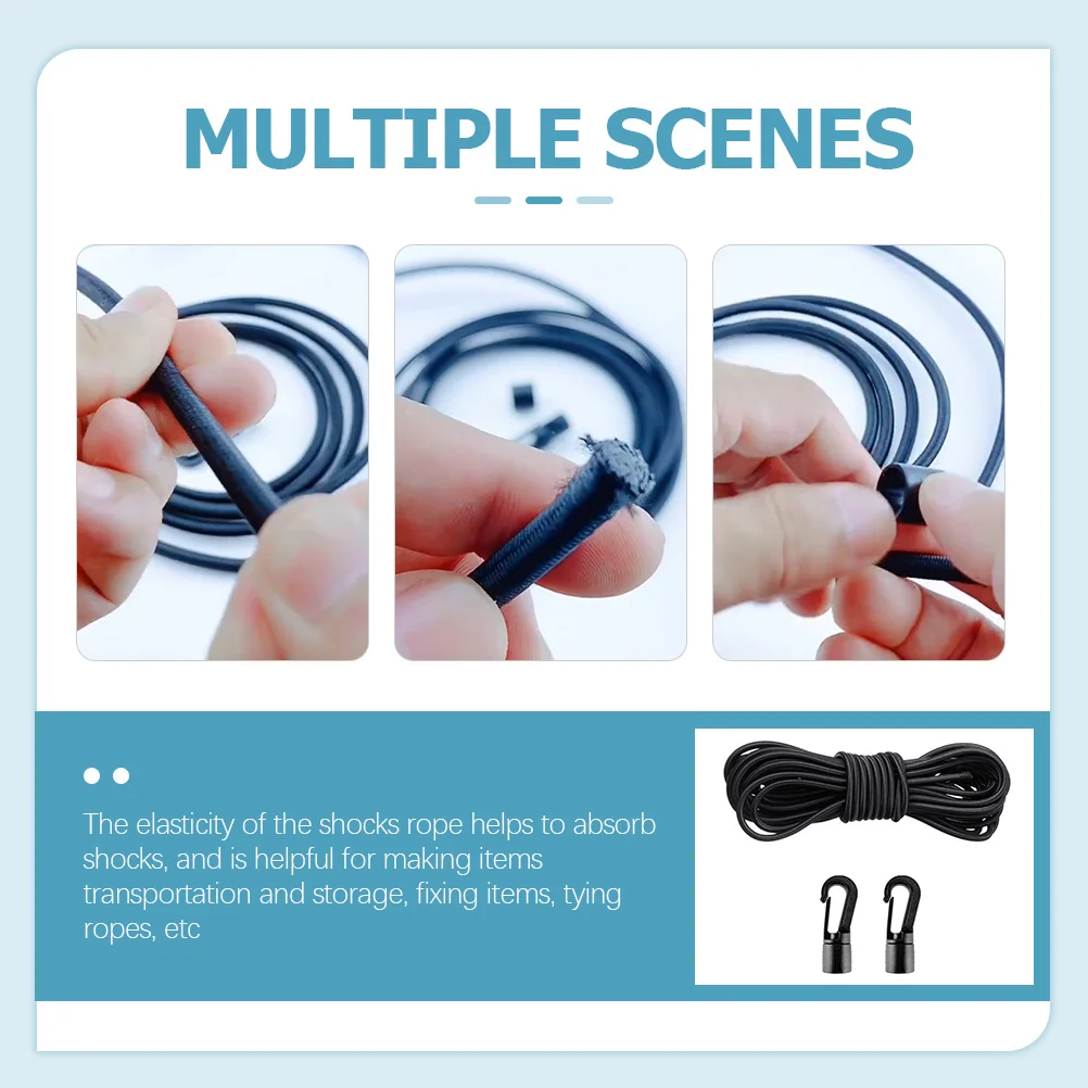 

1Set Shock Cord Fixing Kit Elastic Bungee Cord Hooks Tent Pole Kayak Boat Bungee Rope Kit for Outdoor Hiking Camping