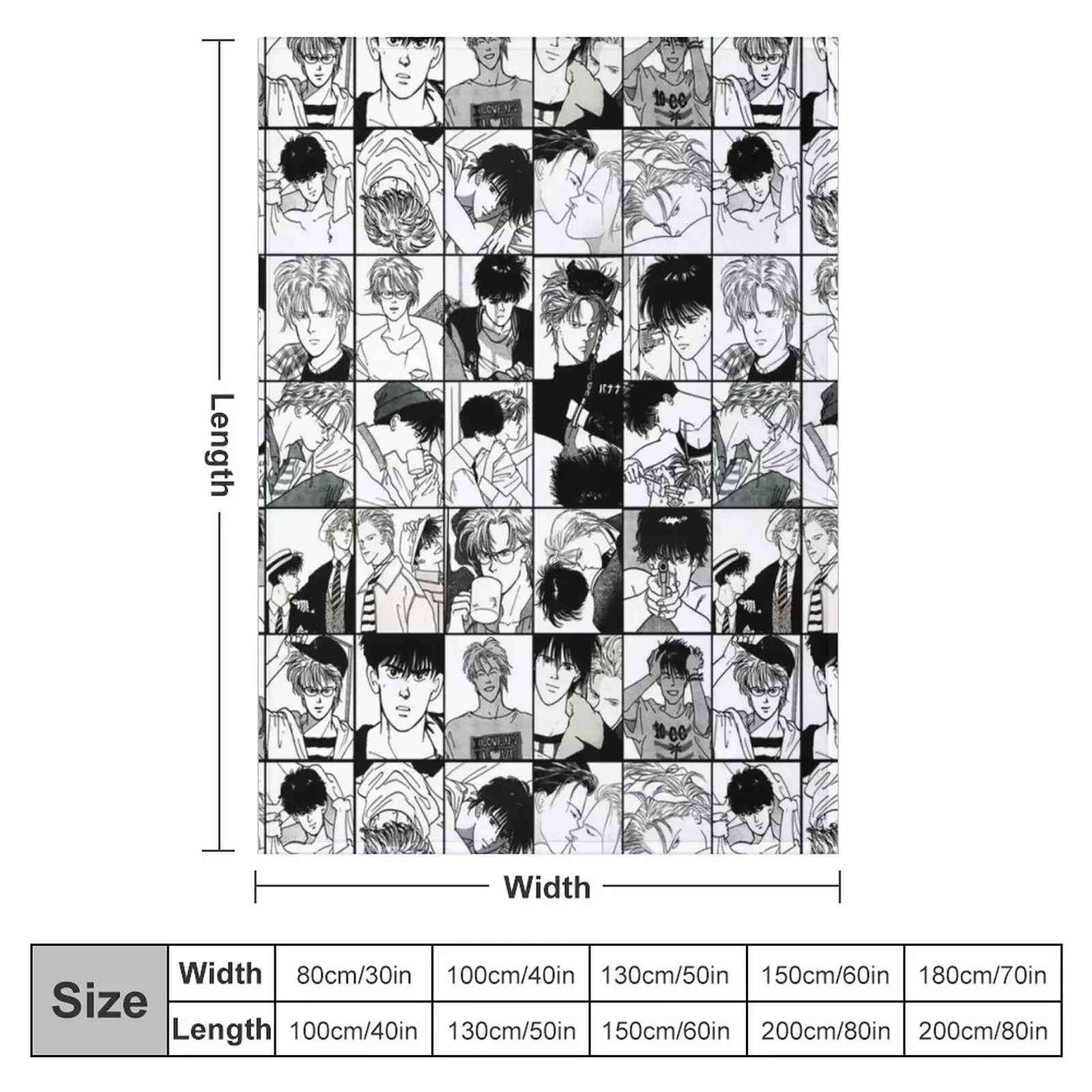 New Ash and Eiji- collage black and white version Throw Blanket blankets and throws Summer Blankets