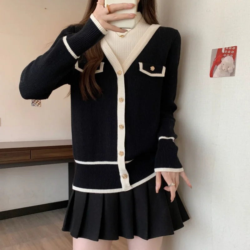 Pull ample deux pièces pour femme, haut à bascule, automne et hiver