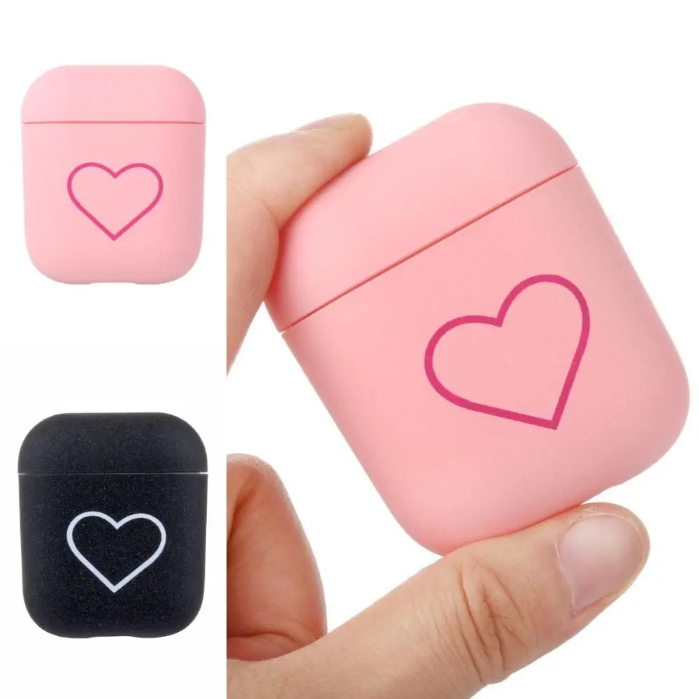 

Cute Design Hard PC Airpods Case Love Heart Pink Black Earphone Case Silicone TPU Cute Heart Fashion Couples Use