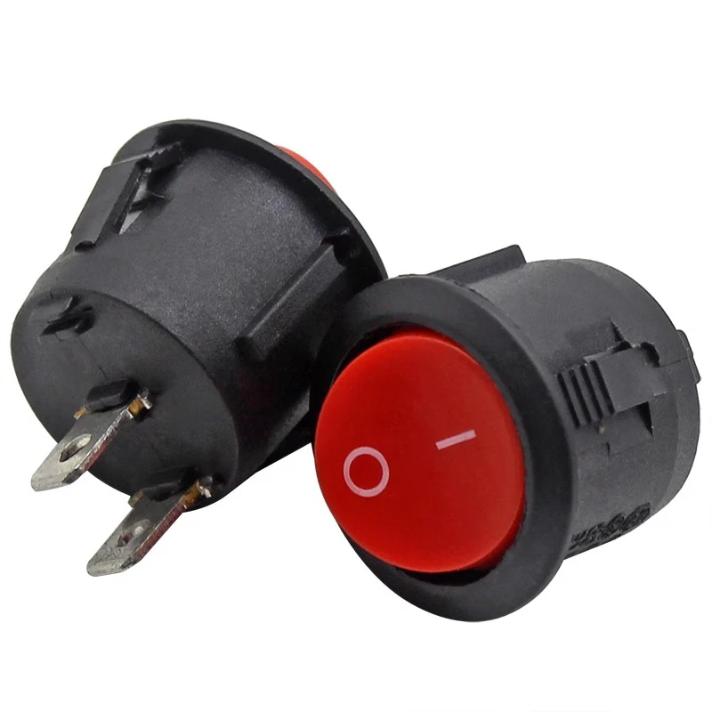 Interruptor basculante redondo de encendido y apagado, 10 piezas, rojo, negro, blanco, 20MM, 6A/250VAC, 10A, 125VAC, botón pulsador de plástico, KCD1-105