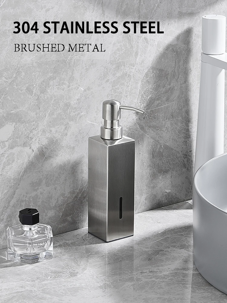 Stainless Steel Metal Shower Dispenser Black/Brush Refillable Hotel Shampoo Bath Gel Triple Soap Dispenser