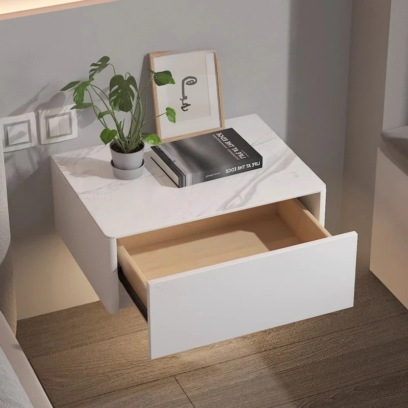 Simple Floating Nightstand Save Space Wall-Mounted Bedside Table Modern Solid Wood Storage Drawer