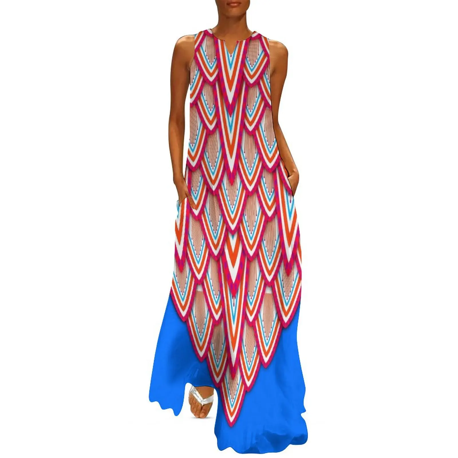 

Peacock Inspired (Crimson and Azure Blue) Long Dress summer dress woman 2025 trendy summer dress women 2025