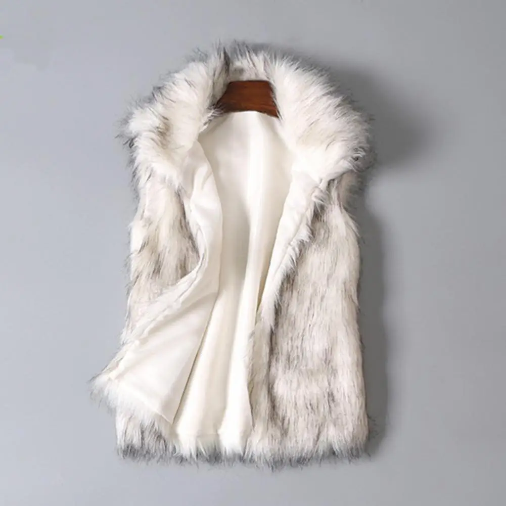 Faux Fur Vest Stand Collar Sleeveless Thickened Thermal Warm Women Vest Autumn Winter Fluffy Vest Coat Windproof Lady Waistcoat