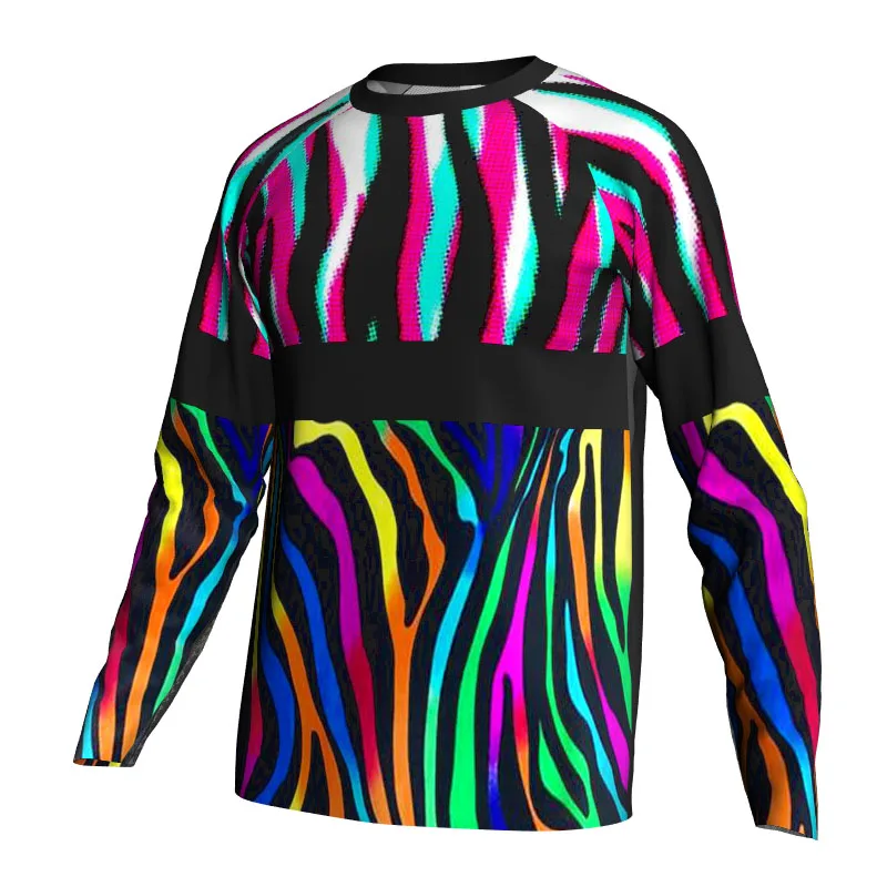 

Stripe Color Long Sleeve Motocross Jersey Shirts, Road Sport, Bicycle Cycling Tops, Mountain Cycling Wear, Downhill Running