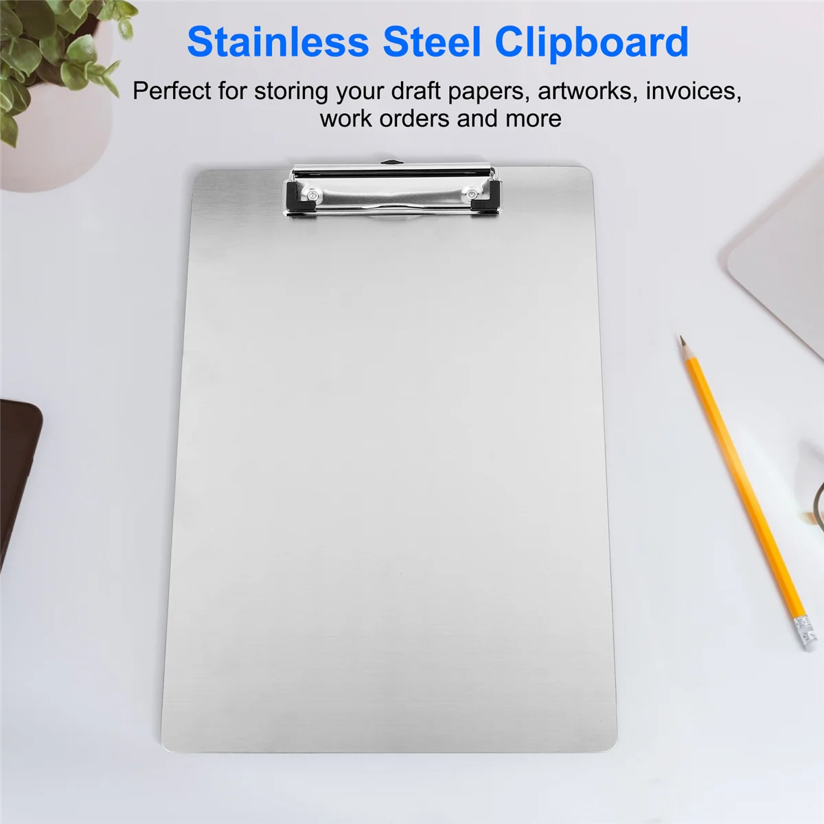 Metal Clipboard Folder A4 Stainless Steel Clip Board Bill Storage Folder Writing File Board Menu Splint for Business