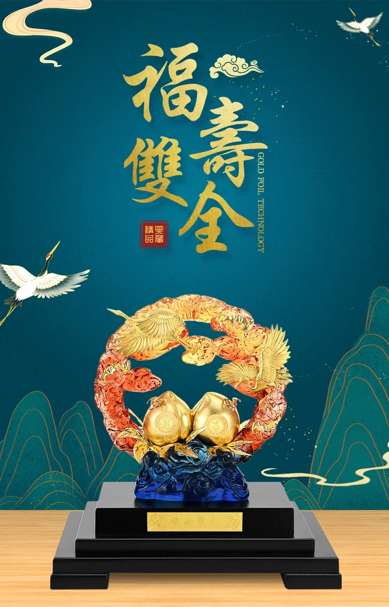 Gold Foil Birthday Peach Ornaments for Grandparents Old People Elders Birthday Gifts Longevity Present Handicraft Home Decor