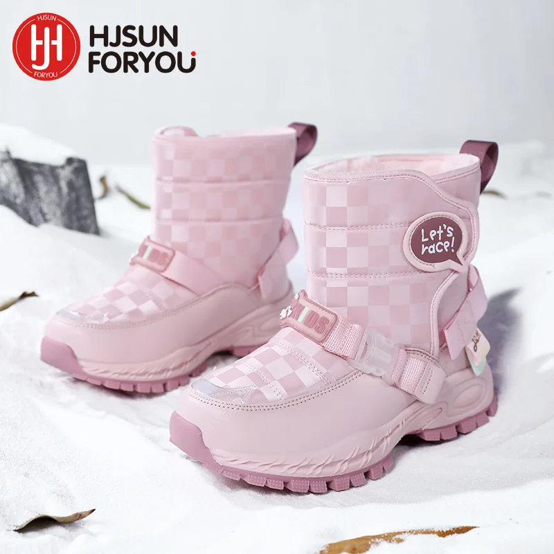 

2024 New Arrival Winter Children Boots For Girls Boys Warm Plush Rubber Sole Kids Fashion Sneakers Outdoor Kids Boots