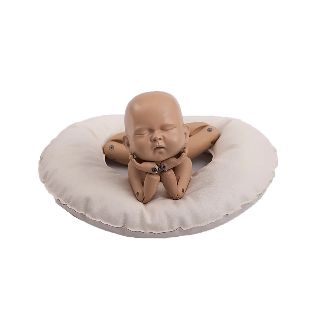 

Baby Photo Shoot Posing Props PU Leather Baby Pillows Ring Newborn Photography Props White Basket Filler