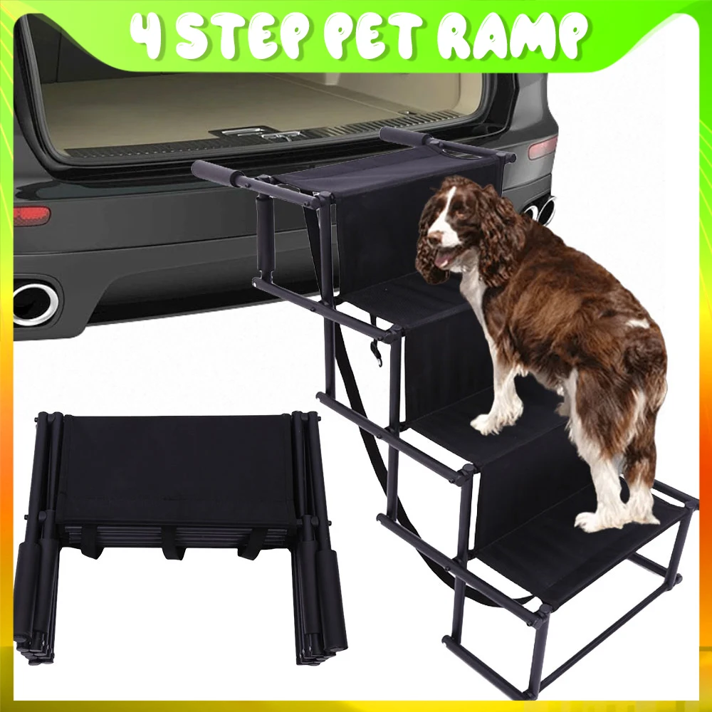 

Складная 4-ступенчатая рампа для домашних животных, нескользящая, легкая, прочная, лестница для собак и кошек, легко чистящаяся резиновая основа, складная лестница для домашних животных для автомобиля Mobili