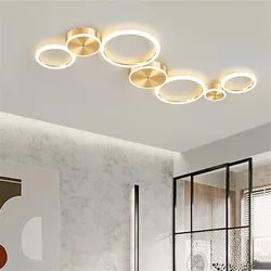 Lampadario a soffitto a cerchio di lusso a LED lampada ad anello in alluminio dorato per soggiorno camera da letto sala da pranzo lampada da soffitto a led dimmerabile