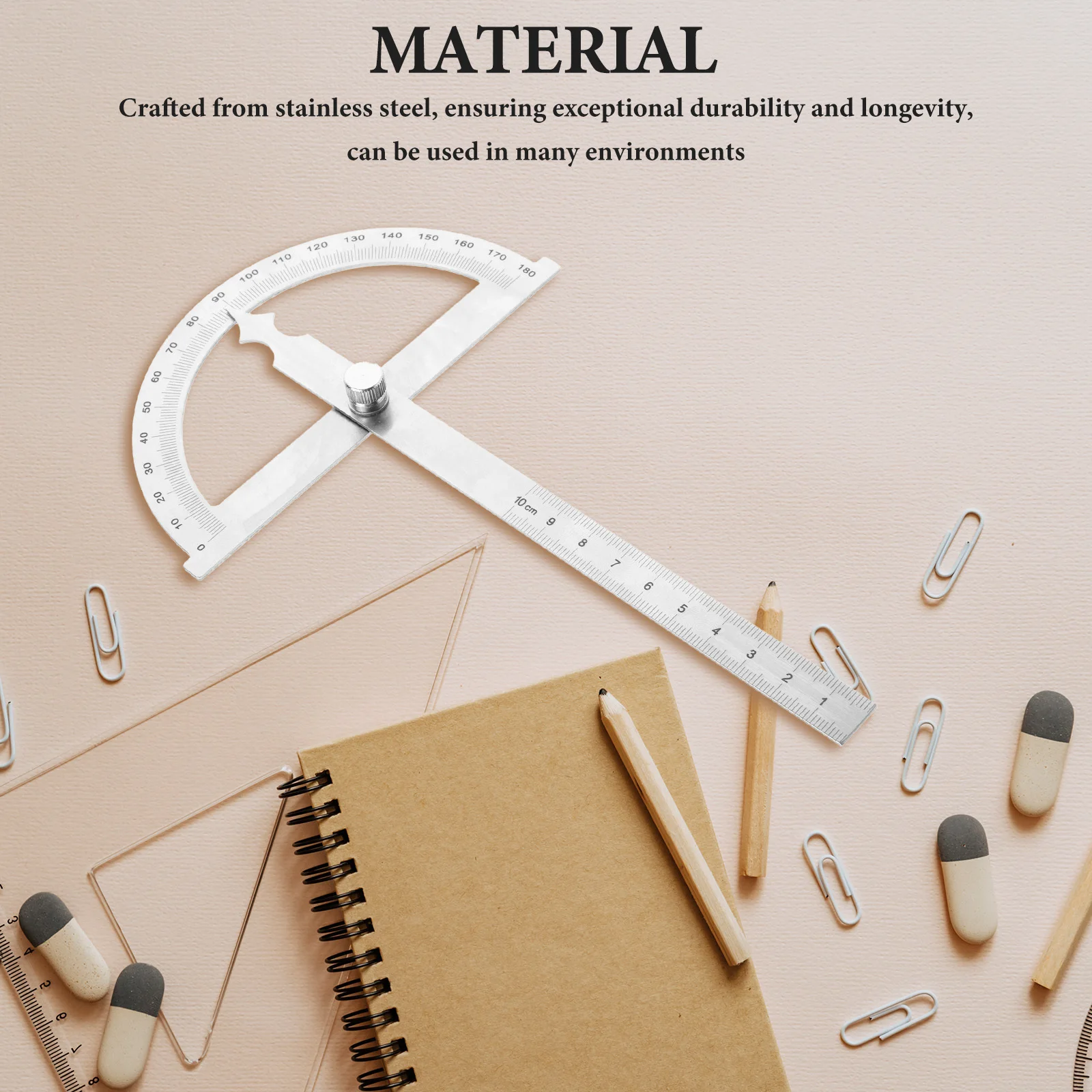 

Woodworking Protractor Angle Stainless Steel Ruler with Swing Arm Angle Protractor for Woodworking