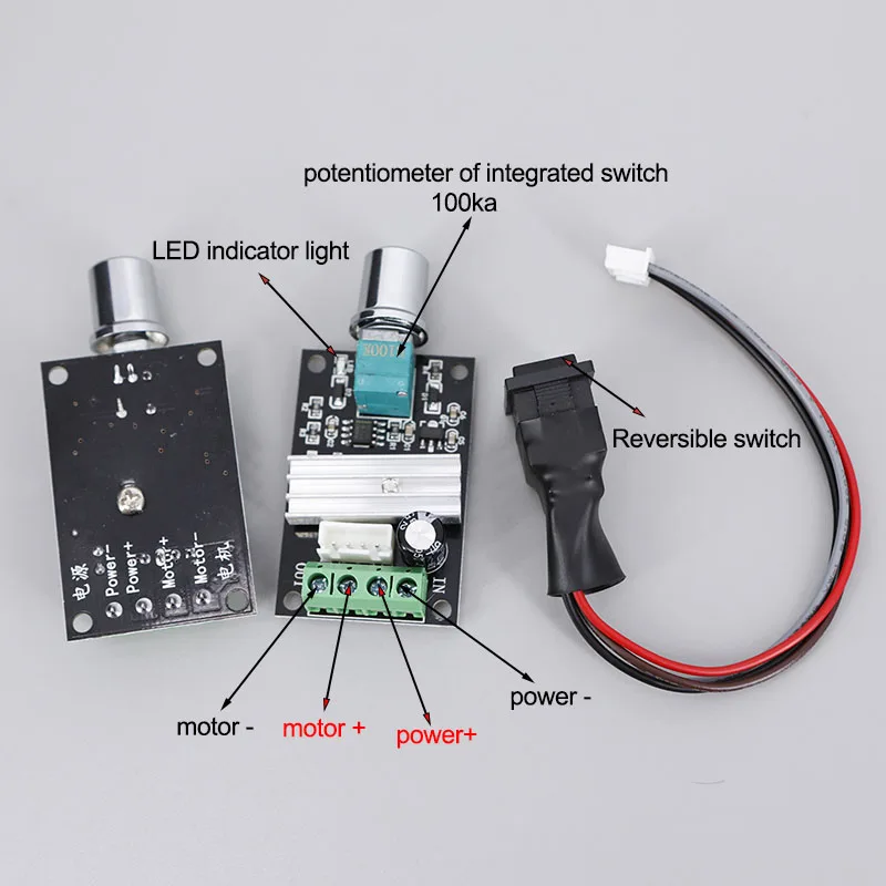 DC 6V 12V 24V 28V 3A 80W DC Motor Speed Controller PWM Speed Adjustable Reversible Switch 1203BB DC Motor Driver Reversing R23
