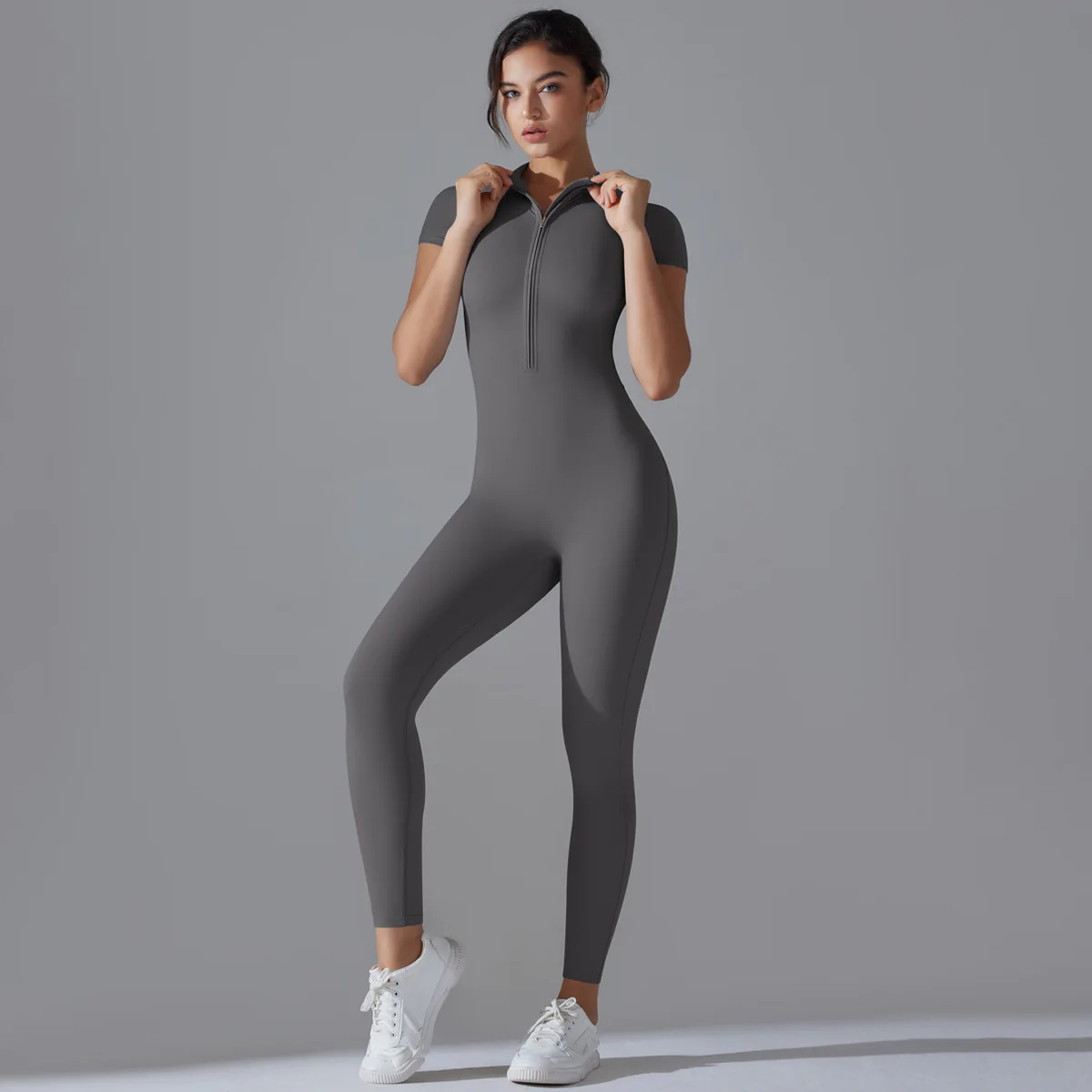 Mono deportivo con cremallera para mujer, conjunto de ropa de gimnasio, Yoga, Pilates, ropa de entrenamiento, atuendo de realce