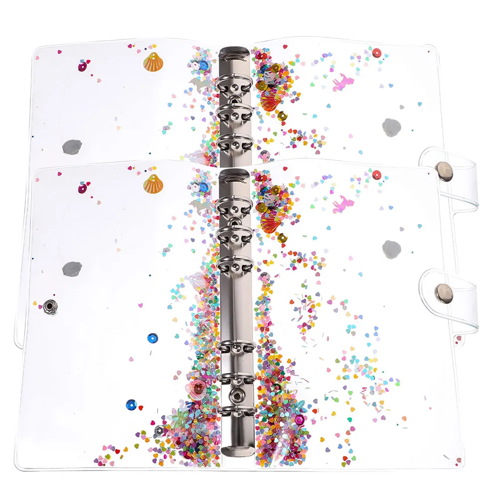 

2 Pcs Binder Quicksand Sequins Notebook Covers Handbook Loose-leaf Glitter Office