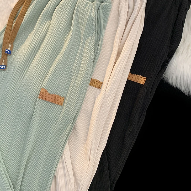 

Ice Silk Men's Summer Thin Casual Pants Drapey Loose Long Trousers Straight Leg Lightweight Comfortable Breathable Cool Feeling