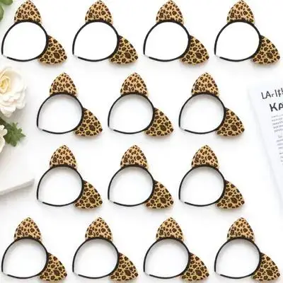 14 قطعة ليوبارد القط الأذن عقال السلس عدم الانزلاق ديكور شعر الحفلات تأثيري ملحق الفتيات أغطية الرأس مهرجان هدية زي حلية
