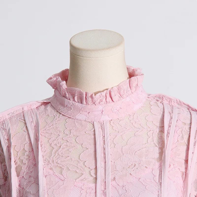 JAMERARY-Robe longue en dentelle brodée de fleurs pour femmes, robe longue éducative, robe de Rhde vacances, manches lanterne, créateur de piste d'été, 2024