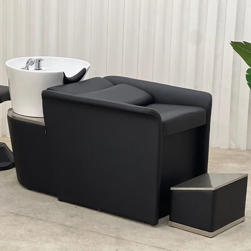 

02Barber shop semi-reclining deep basin shampoo bed, hair salon flush bed