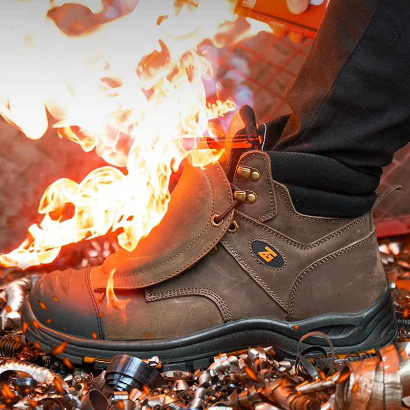 Genuine Leather Work Safety Boots Men High Temperature Resistant Welding Shoes Puncture-Proof Indestructible Shoes Work Boots - view 5