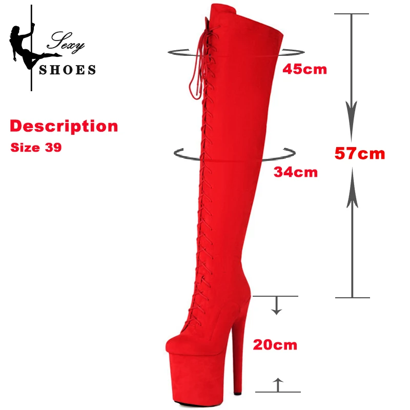 Over the Knee Women Boots Jazz Dance High Heels Thick Soled Length Boots Cross Straps Sexy Round Toe Thigh Boots Wedding Shoes