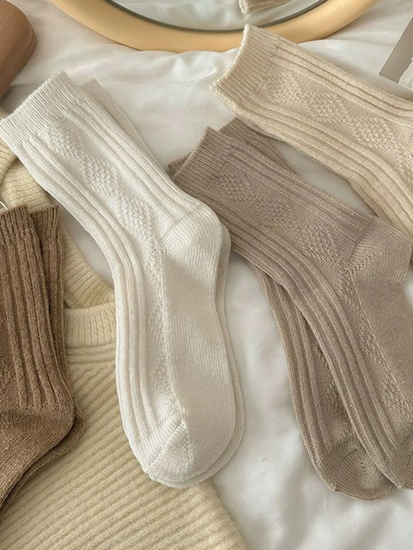 Осень-зима, теплые шерстяные кашемировые термобелье, высокие длинные чулки, женские домашние носки-тапочки, милые термояпонские однотонные чулки