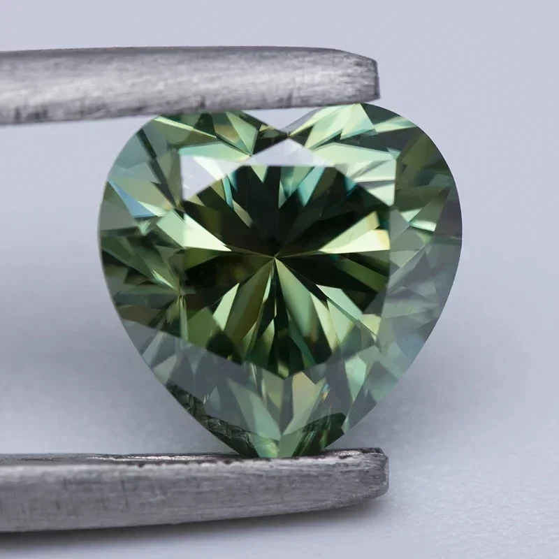 

Moissanite Stone Heart Shape Green Color With GRA Certificate For Pass Diamonds Tester Charm Top Jewelry Making Pendant Material