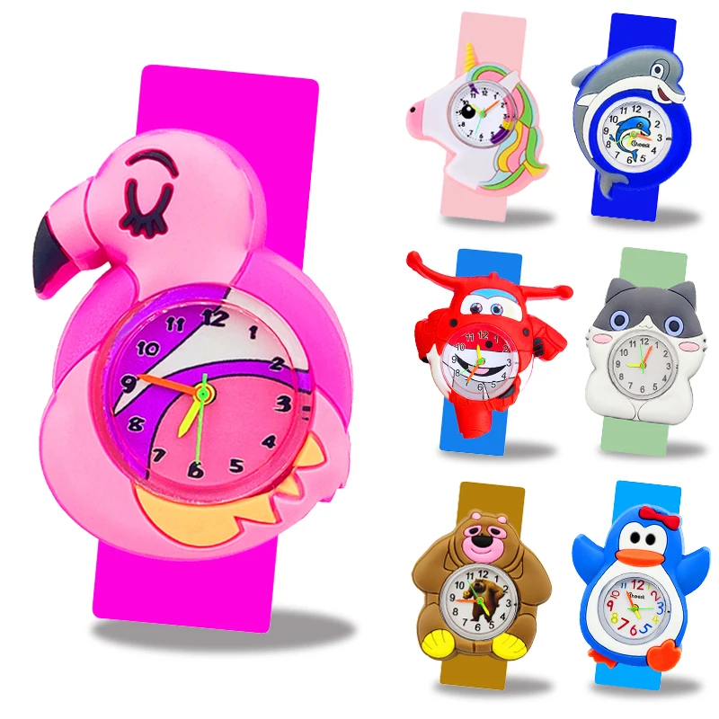 Boys Girls Watches Children Kindergarten Party Gift Toy Digital Electronics Wristwatch Slap Bracelet Clock Cartoon Kids Watches