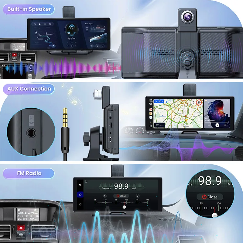 

2026unique Wireless Carplay & Android Auto with Dash Cam 10.26 Inch HD IPS Touch Car Play Screen 4K Front 1080P Rear Camera Loop