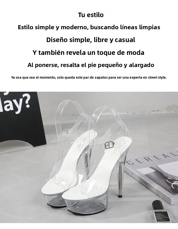 Sandalias Transparentes de Tacón Alto para Mujer, Zapatos de Plataforma Impermeables con Cristales para Desfiles de Moda y Ex...