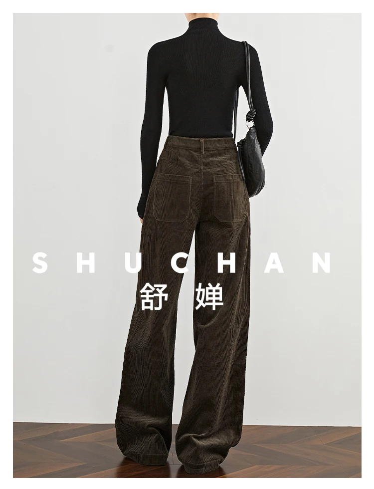 Fleece [Retro Maillard] Extended Corduroy Pants Women's Wide-leg Pants Tall Straight Casual Pants 100% Cotton