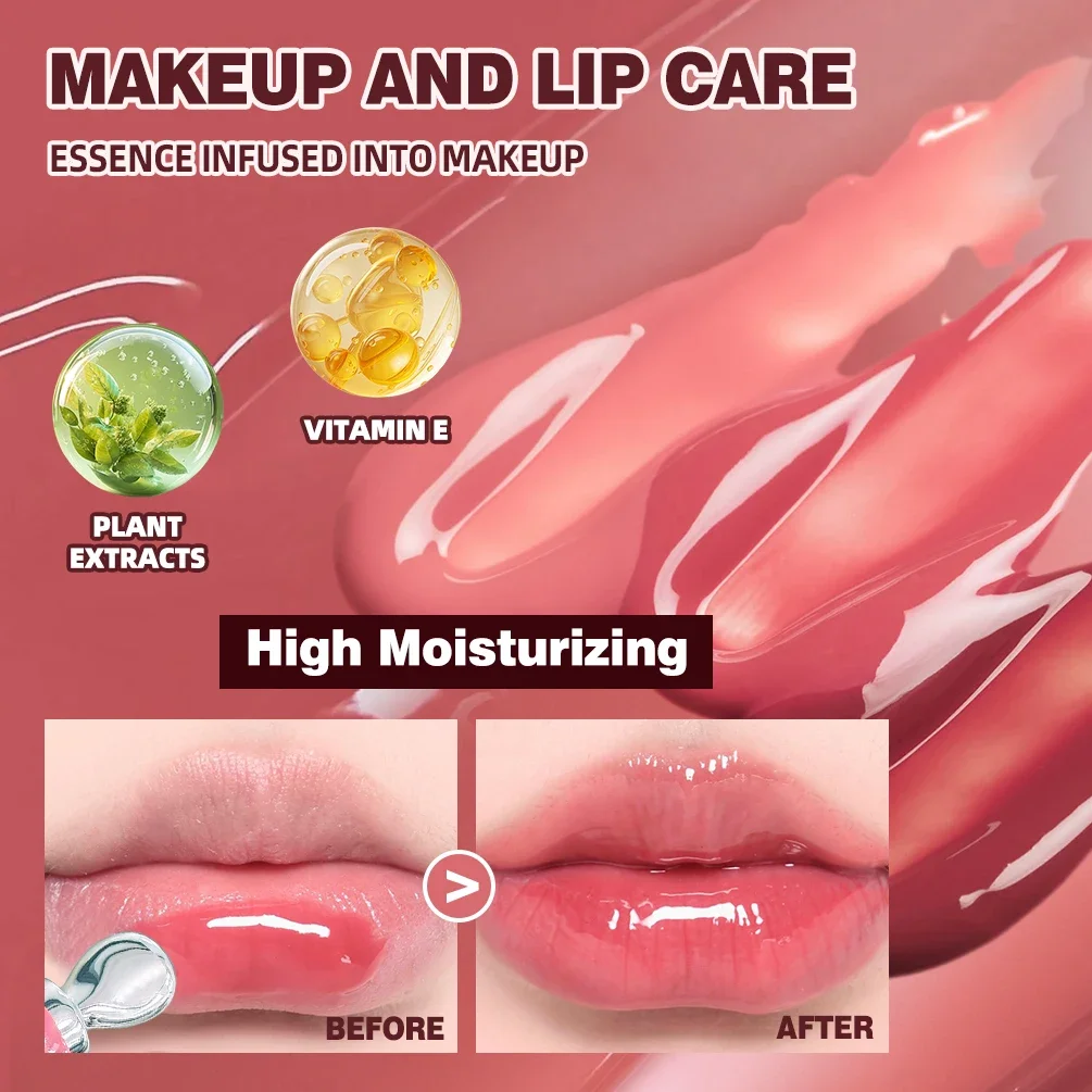 QIBEST Nawilżający Balsam do Ust Efekt Lustra Perłowy Błyszczyk Powiększający Objętość Ust Naturalny Błyszczyk Nawilżający Galaretka do Ust Tint do Ust Makijaż