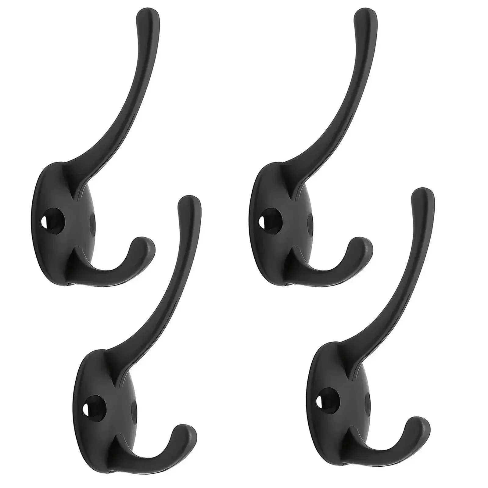 

4Pcs Black Metal Coat Hook, Wall Mounted Retro Dual Hanging ,Utility Accessories, Simple Screw Installation Keyholder wall Hook