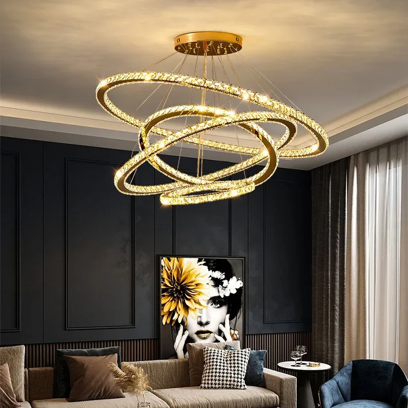 

2025 Modern Crystal Ceiling Hanging Chandeliers for Living Dining Table Room Bedroom Lamps Home Decorations Pendant Light Lustre