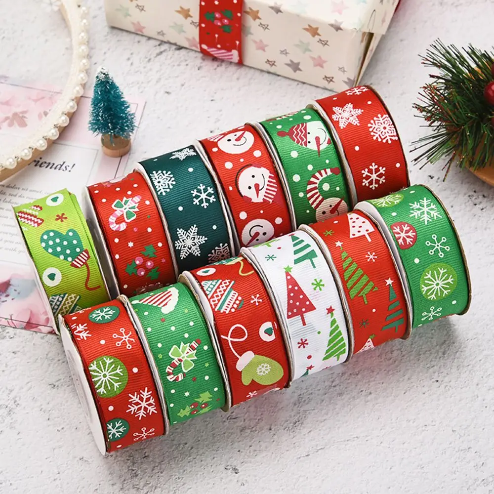 Printed Party Supplies Merry Christmas DIY Handmade 25mm 10 Yards Xmas Christmasn Ribbon Gift Box Wrapping Grosgrain Ribbons