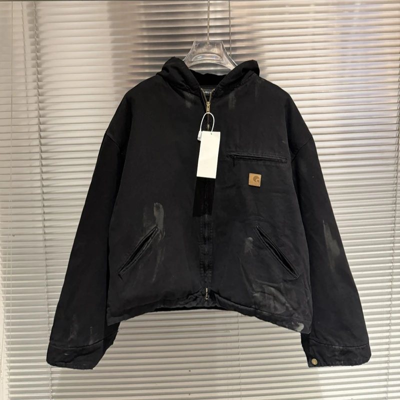 

Винтажное пальто с капюшоном, окрашенное грязью, куртка Project G/R, кардиган на молнии, высококачественные хлопковые куртки для мужчин и женщин