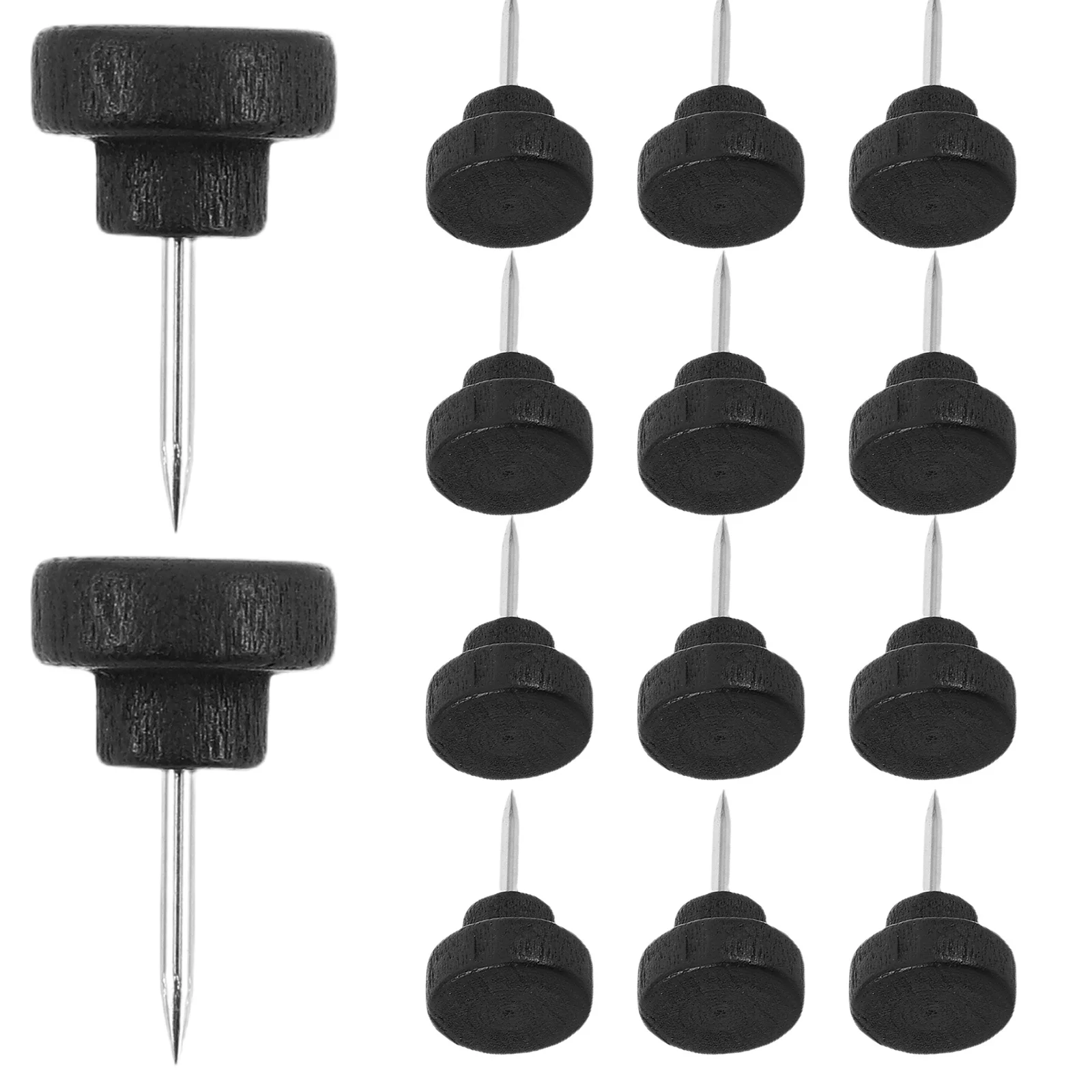 

100pcs Wooden Flat Head Push Pins Decorative Thumb Tacks For Cork Board Bulletin Map Photo Display Craft Projects Office
