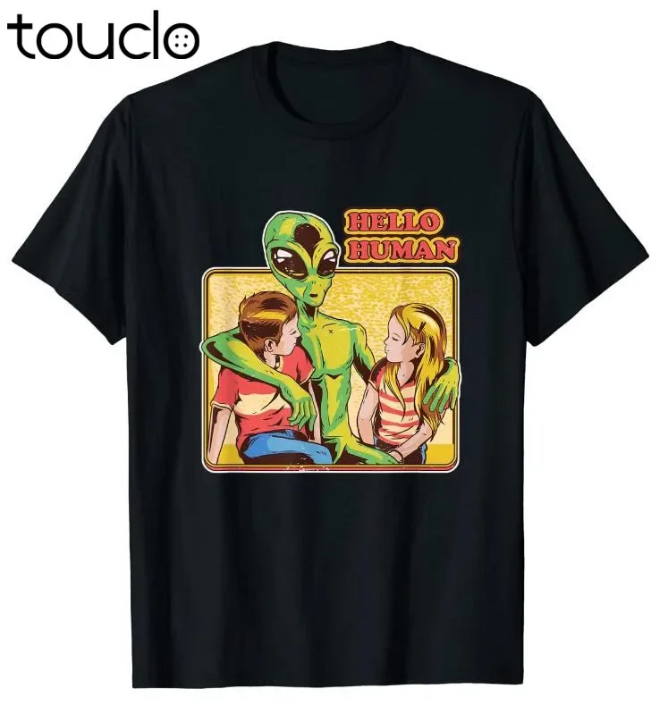 Cool Retro Alien Et Hello Humans Outer Space Galaxy Fans T-Shirt unisex