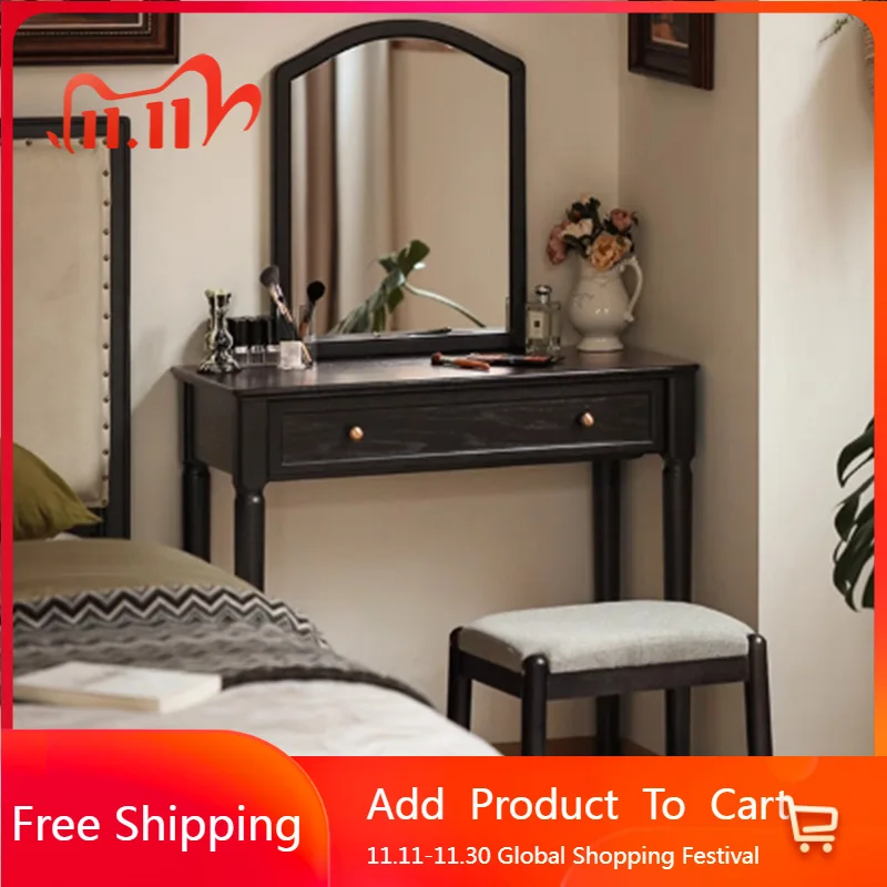 

Vintage Modern Vanity Table Bedroom Makeup Drawers Mirror Dressing Table Chair Wood Cosmetics Penteadeira Lounge Suite Furniture