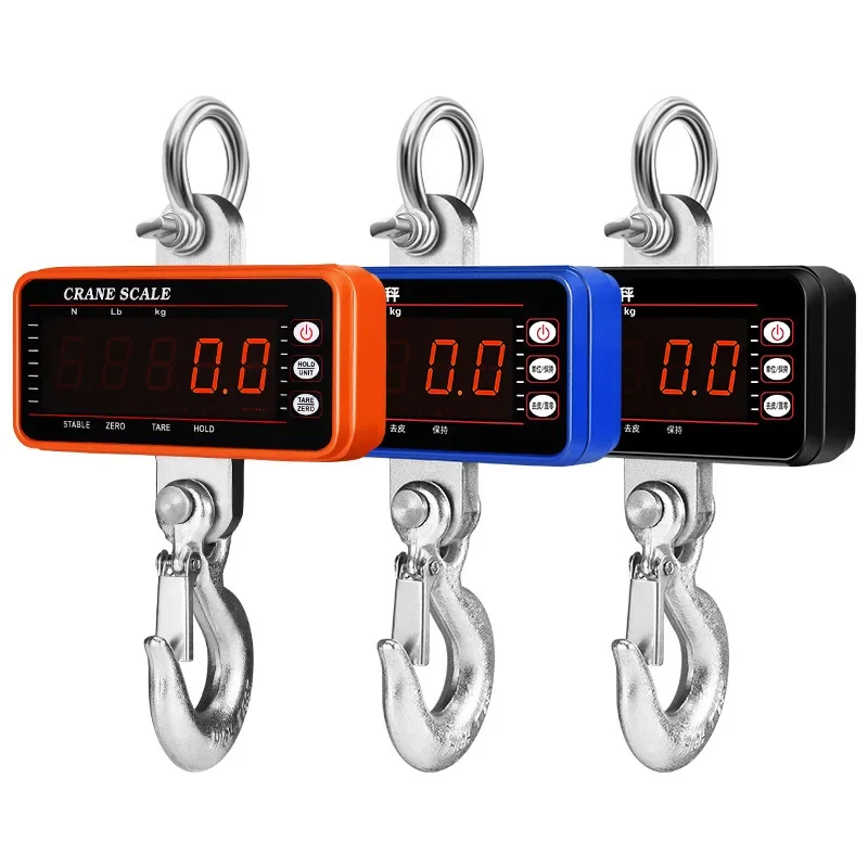 1500kg Digital Hanging Scale with 65ft Remote Control Heavy Duty 1000kg/500kg Crane Scale Dimmable LED Industrial Hook Scales