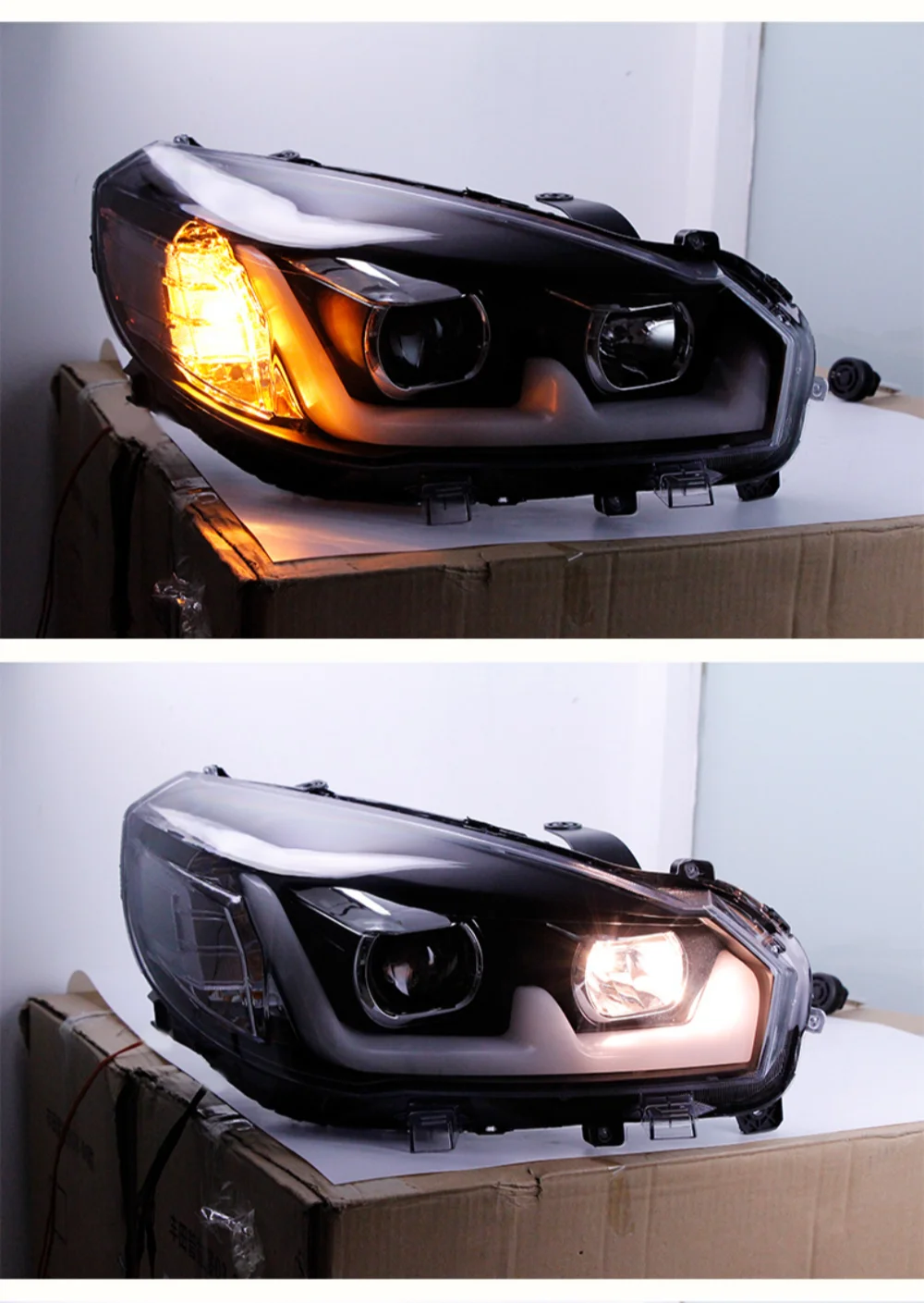 Pair of Car Headlight assembly For Great Wall M4 Haval H1 2012-15 xenon DRL daytime running light turn signal head lamp