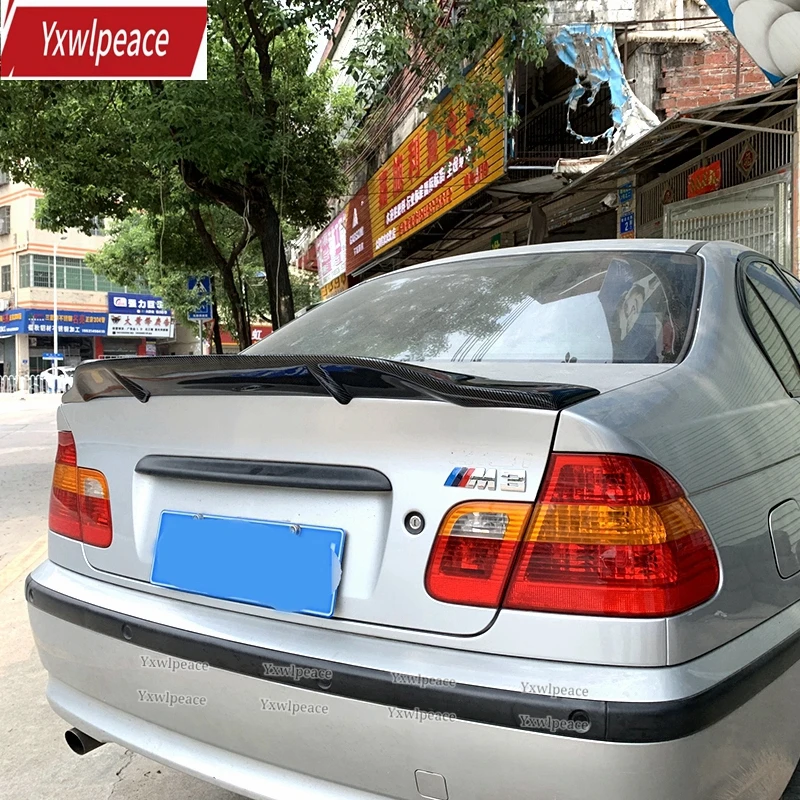 R Style Real Carbon Fiber Spoiler For BMW 3 Series E46 1999--2004 Trunk Wing Sport Accessories Body Kit