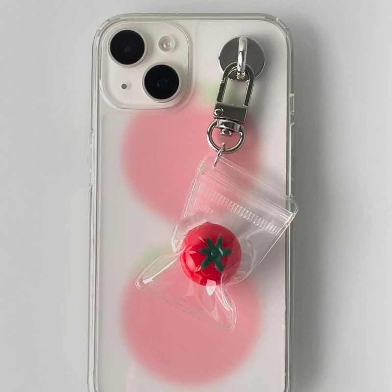 Playful Tomato Mobile Accessory Lovely Tomato Phone Charm Individualized Phone Chain Pendant Bag Hangings