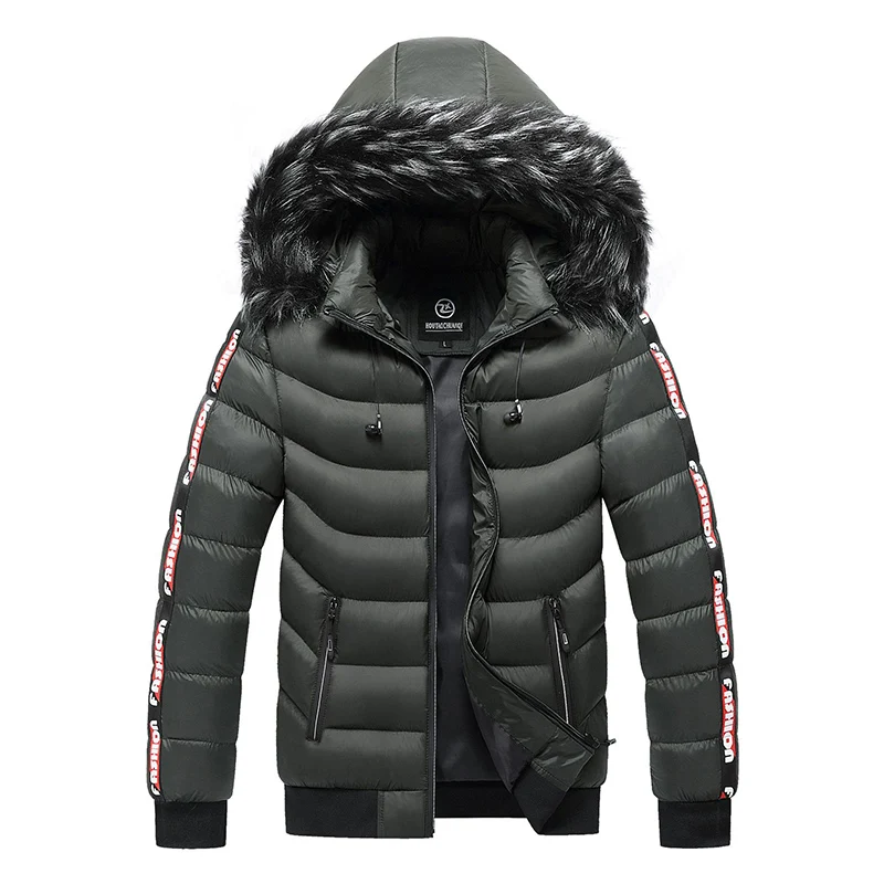 Parkas com capuz destacável masculino com chapéu, jaquetas quentes, corta-vento, outwear, casacos masculinos, inverno, outono