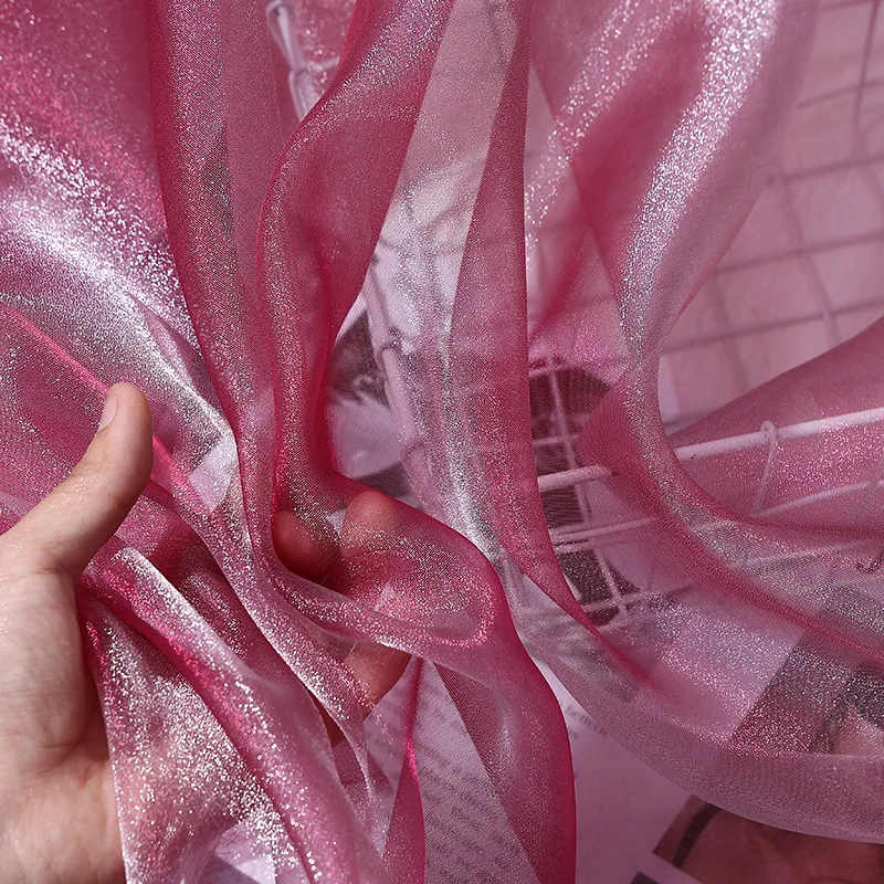 Sparkling Crystal Organza Fabric Striped Fish Scale Star Glitter Snow Tulle for Wedding Dress Apparel DIY Crafts & Jewelry Decor